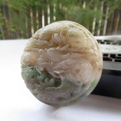 純天然南陽獨山玉蛟龍戲珠玉皮帶扣