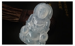 天然翡翠掛件--老坑冰玻種清雅瑩白均色極細膩均勻水潤晶瑩雙面精雕辟邪觀音