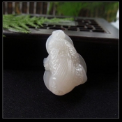 純天然和田玉青白玉三足金蟾吊墜