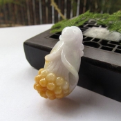 純天然緬甸a貨翡翠黃翡俏色向陽花掛件