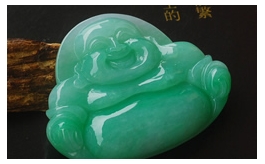 天然翡翠掛件--老坑糯種清雅淺藍(lán)綠細(xì)膩均勻浮雕大肚彌勒佛