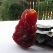 天然紅玉髓蓮花大觀音玉佩掛件