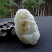 天然新疆和田玉細膩富貴如意手把件/玉緣軒正品