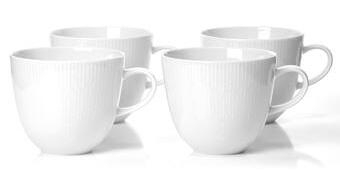 Set Of 4 Porcelain Lunar Mugs, White