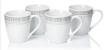 Ombre Spot White Porcelain Set Of Four Mugs