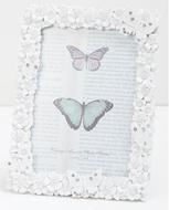 WhiteFloralAndButterflyDiamanteFrame5x7