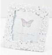 WhiteFloralAndButterflyDiamanteFrame4x4