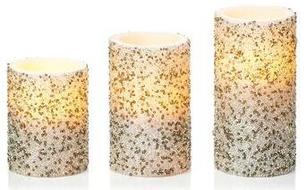 SetOf3SilverEmbellishedLEDPillarCandles