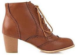 CarvingLace-UpChunkyHeelAnkleBoots