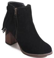 ChunkyHeelZipperFringeShortBoots