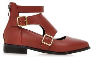 BucklesHollowOutZipFlatShoes