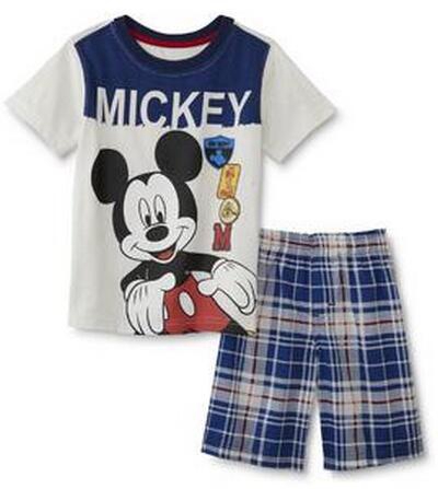 DisneyBabyMickeyMouseInfant&ToddlerBoy'sGraphicT-Shirt&Shorts-Plaid