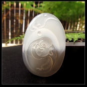純天然冰種玉髓包衣佛彌勒佛公玉佛玉佩掛件/玉緣軒正品