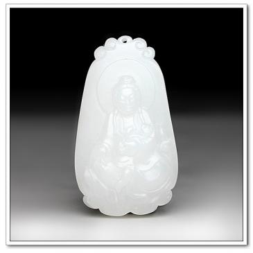 和田羊脂玉掛件觀音牌