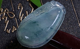 天然翡翠掛件--老坑冰種飄藍花細膩水潤雙面精雕福瓜