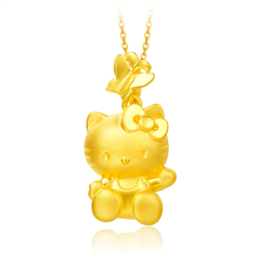 HelloKitty蝴蝶花節(jié)黃金足金吊墜