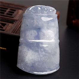 天然翡翠掛件--老坑冰糯種淺紫細(xì)膩均勻立體精雕節(jié)節(jié)高