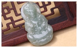 天然翡翠掛件-老坑冰糯種油青綠雙面精雕慈悲辟邪觀音