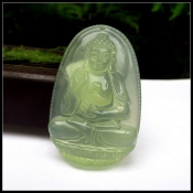 純天然冰透岫玉本命佛阿彌陀佛掛件