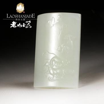 和田玉手把件馬到成功帶證書雕工精細