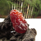 天然巴西紅瑪瑙玉生肖龍掛件