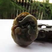 天然臺灣七彩石福壽如意騰龍吉祥掛件