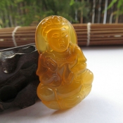 純天然冰種黃玉髓觀音掛件/玉緣軒正品