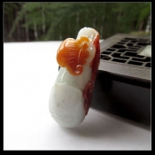 純天然緬甸a貨紅翡俏色吉祥如意吊墜