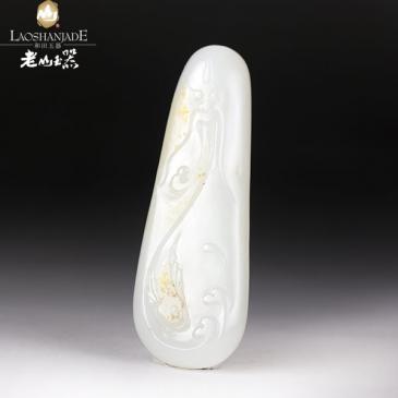 文軍作品和田玉羊脂玉籽料掛件壽星玉雕大師
