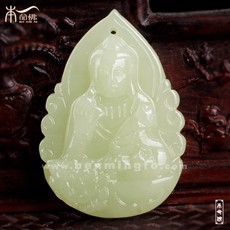 【精工藝】特價屬兔本命佛吊墜★和田玉淺黃玉文殊菩薩玉墜★生肖兔守護神