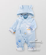 男婴儿2015秋冬兔子造型长袖连体衣