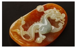 天然翡翠掛件--老坑冰糯種濃郁黃翡俏色巧雕祥龍納福