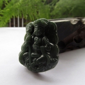 天然和田玉青玉地藏王菩薩玉佩/開光護(hù)身辟邪護(hù)身符/玉石菩薩掛件項(xiàng)墜/玉緣軒正品