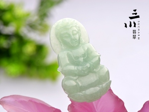 特價豆種天然A貨翡翠觀音吊墜
