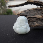 緬甸翡翠玉糯種純色笑佛吊墜