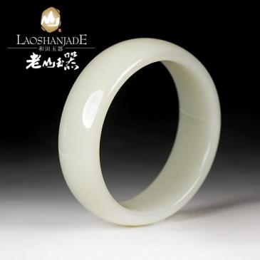 和田玉青白玉手鐲扁圓環形玉鐲細膩