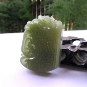 精致天然和田玉仿古雙龍玉佩掛件