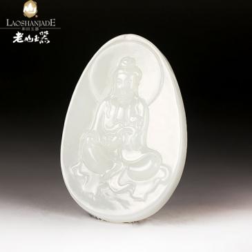 和田玉掛件觀音吊墜觀音