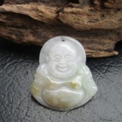 翡翠黃翡俏色冰底笑佛