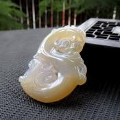 精品純天然玉髓原黃色水潤祥鳳掛件