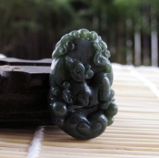 和田青玉生肖鼠掛件/靈鼠運(yùn)財(cái)/十二生肖玉墜項(xiàng)墜/玉緣軒正品
