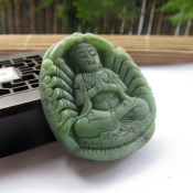 純天然和田玉淺青色千手觀音掛件玉佩/玉緣軒正品