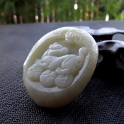 天然新疆和田玉蝙蝠瑞獸吉祥掛件