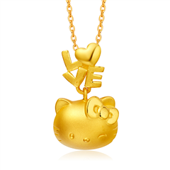 HelloKitty凱蒂貓LOVE黃金足金吊墜