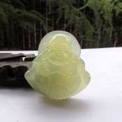 純天然遼寧黃岫玉笑佛吊墜