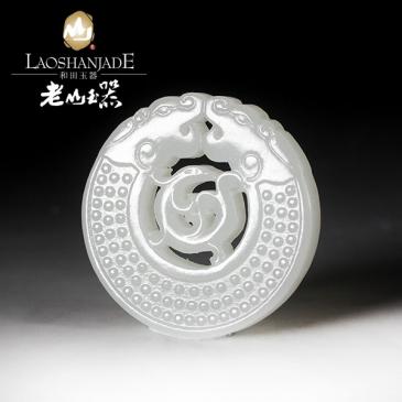 和田玉羊脂玉掛件龍鳳呈祥羊脂玉吊墜掛件
