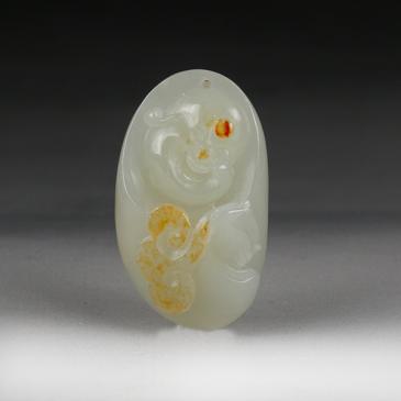 新疆天然和田玉白玉籽料掛件鴻福如意笑佛11.30g專柜正品附帶證書包郵