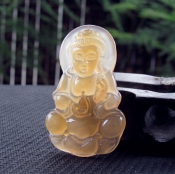 精美冰透瑪瑙觀音掛件