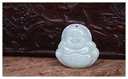 天然翡翠掛件-老坑糯種淺綠大肚笑佛