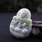 清新淡綠藍田玉吉祥觀音/藍田玉觀音菩薩玉佩牌子掛件/護身辟邪保平安/玉緣軒正品